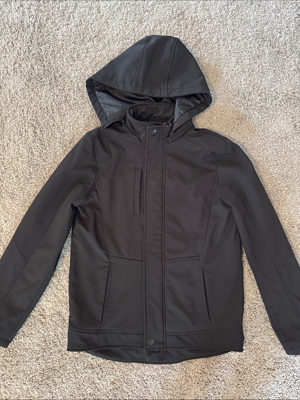 Kids Hooded Softshell Jacket - Black - Picture 2 of 14